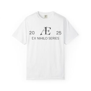 Unisex Garment-Dyed T-shirt with Ex Nihilo Series Design, Casual Wear, Gift for Art Lovers, Minimalist Style, White Tee for Any Occasion