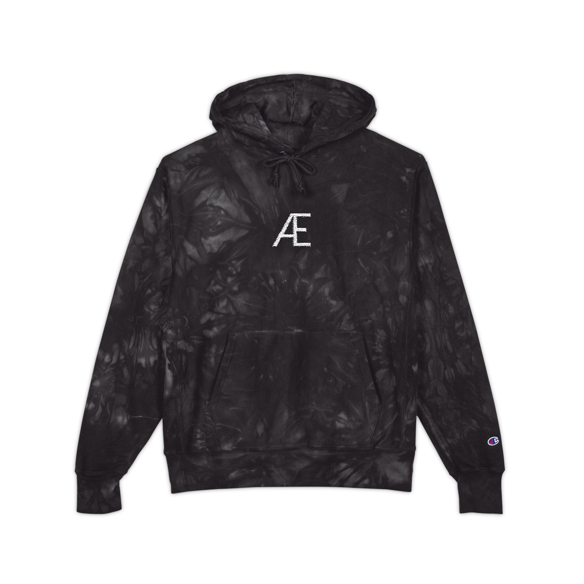 Men's Tie-Dye Embroidered Hoodie – Navy Æ Logo - Image 9