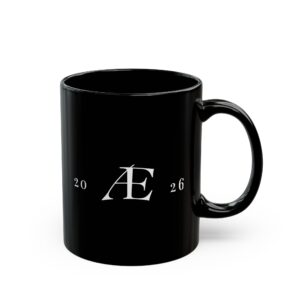 Black AE Monogram Mug – Minimalist Gothic Ceramic Coffee Cup (11oz & 15oz)