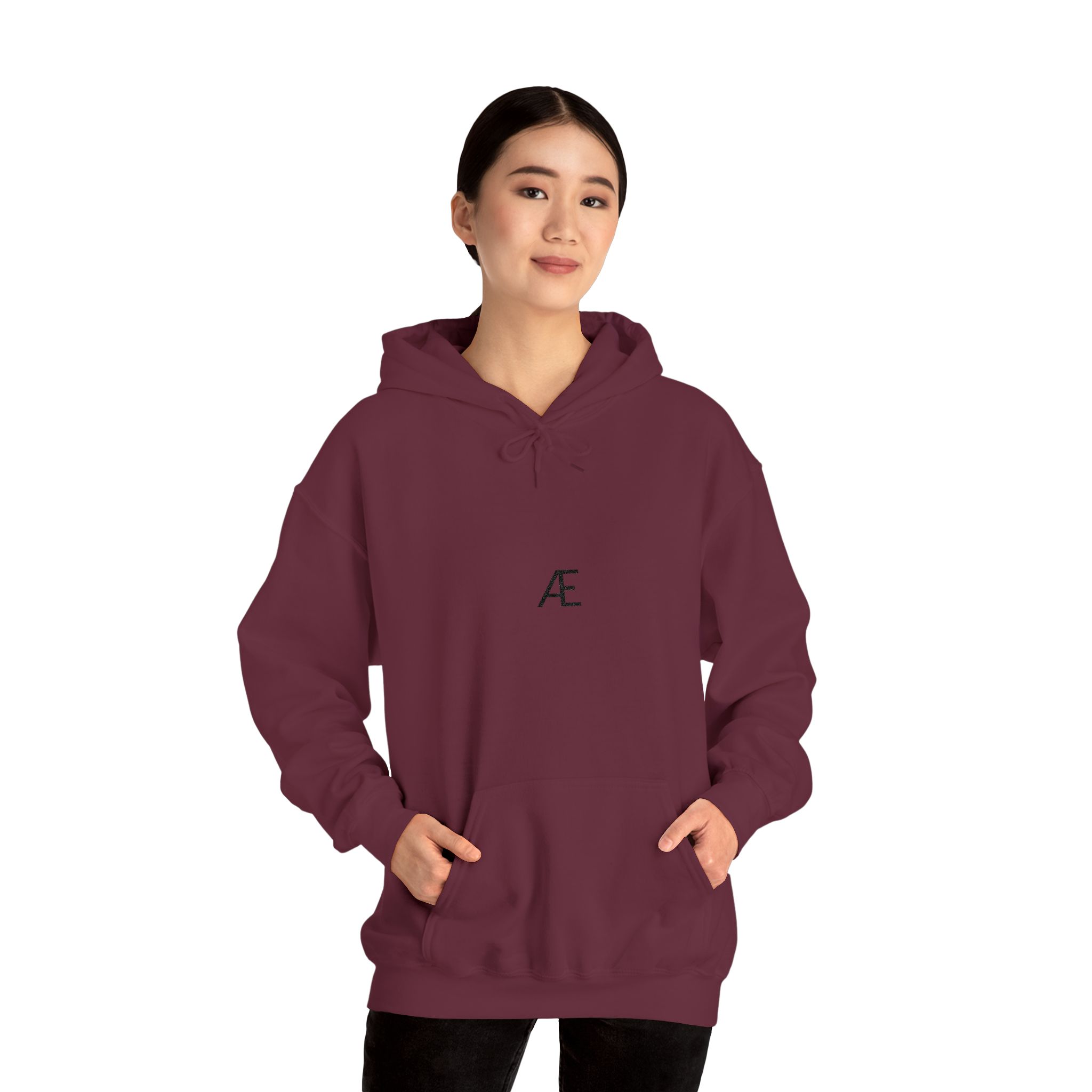 Woman's Minimal 'Æ' Logo Hoodie — Classic Monogram White Sweatshirt