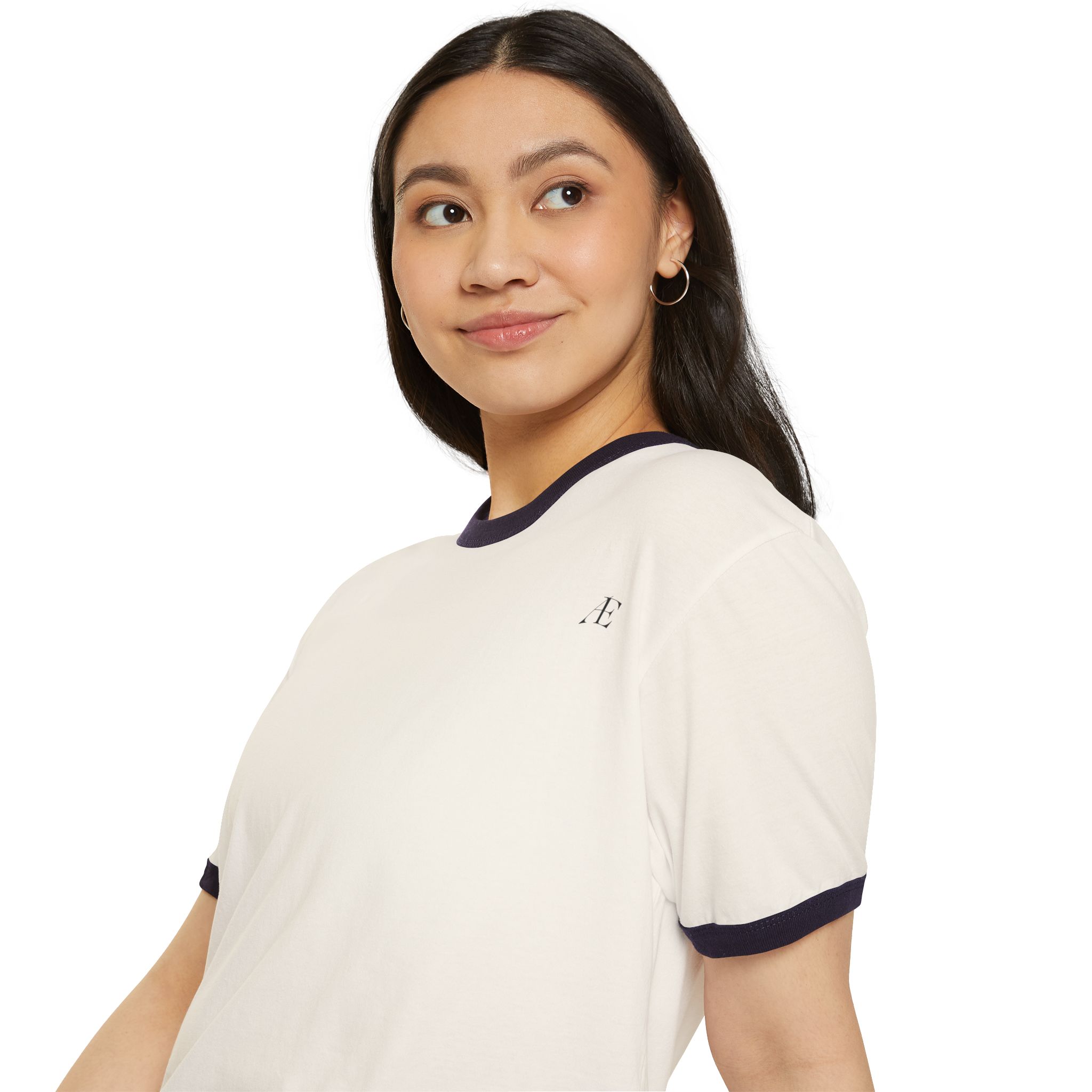 Women's Vintage Ringer T-Shirt — Cream with Navy Trim - Image 5