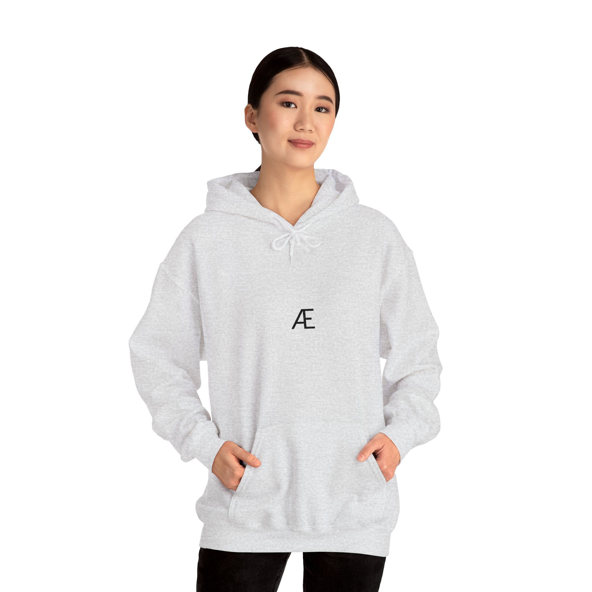Woman's Minimal 'Æ' Logo Hoodie — Classic Monogram White Sweatshirt - Image 25