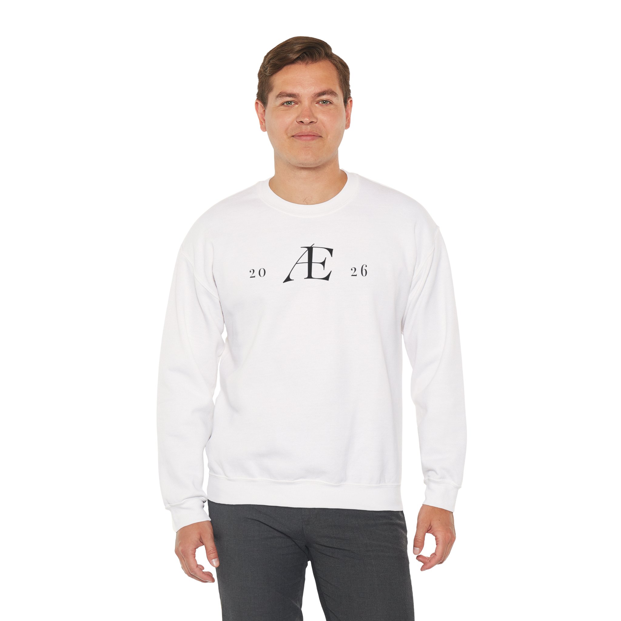 Men's Minimalist 'Æ 2026' Crewneck Sweatshirt – Classic White Monogram Pullover - Image 12