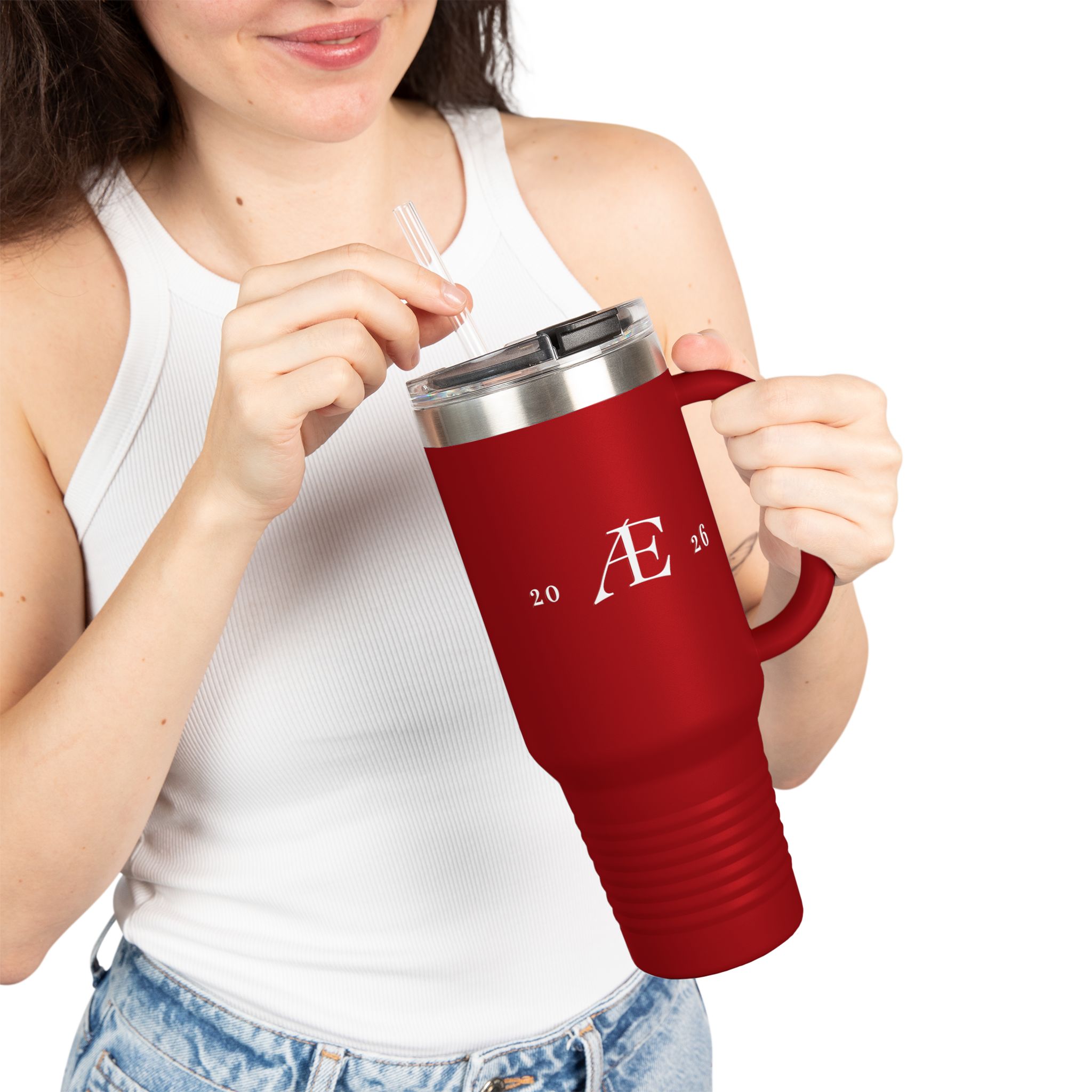 40oz Insulated Travel Mug – Minimal Monogram 'AE' Stainless Steel Tumbler - Image 5