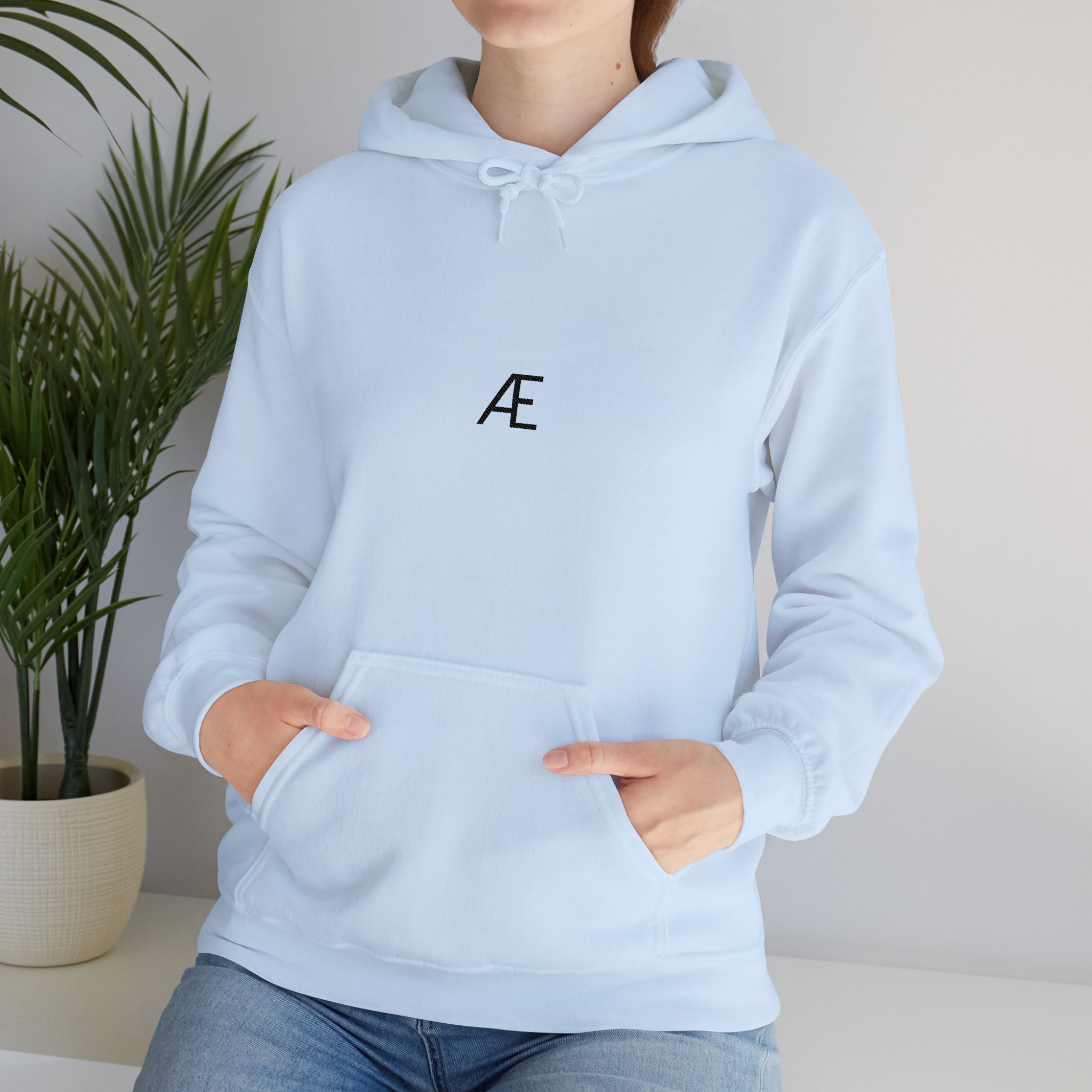 Woman's Minimal 'Æ' Logo Hoodie — Classic Monogram White Sweatshirt - Image 139