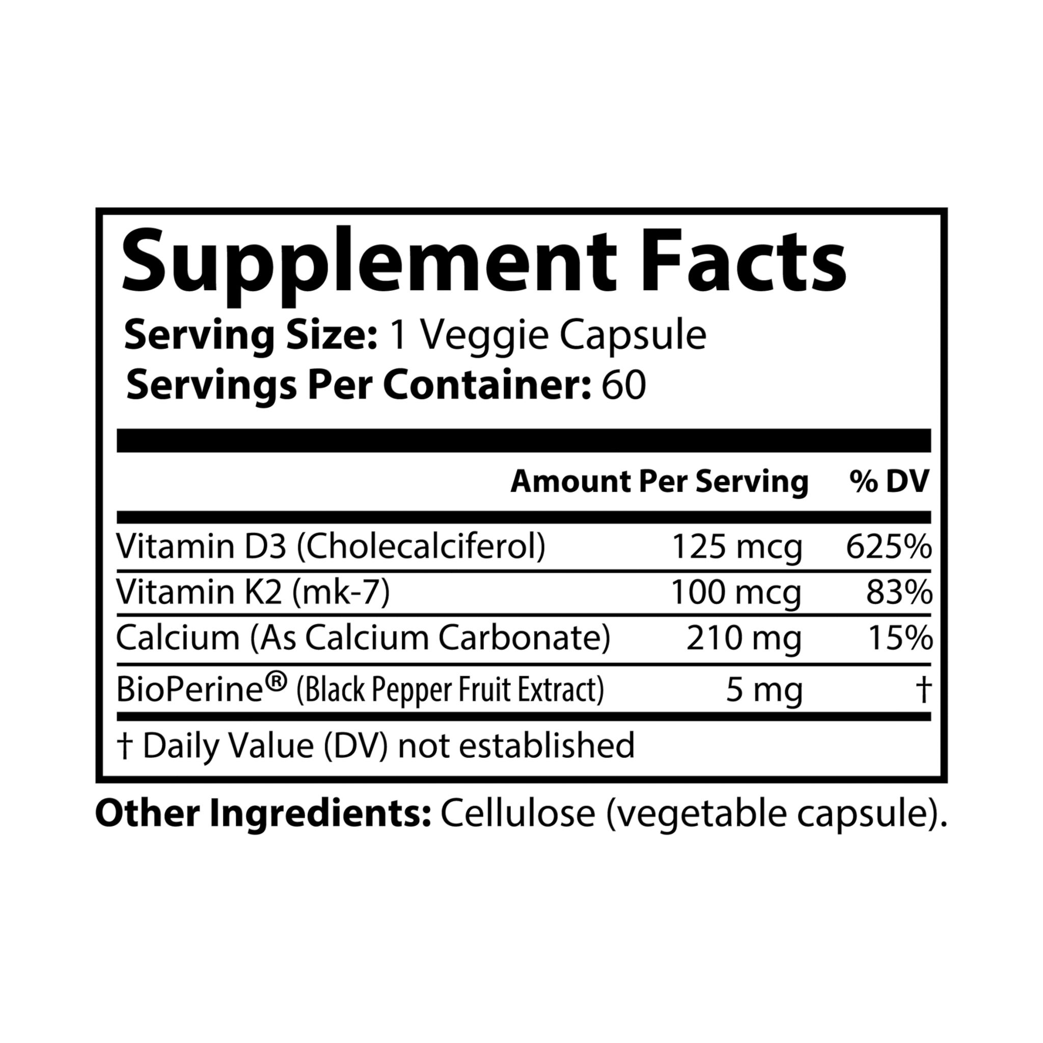 Vitamin K2 + D3 Supplement (60 Capsules) - Image 4