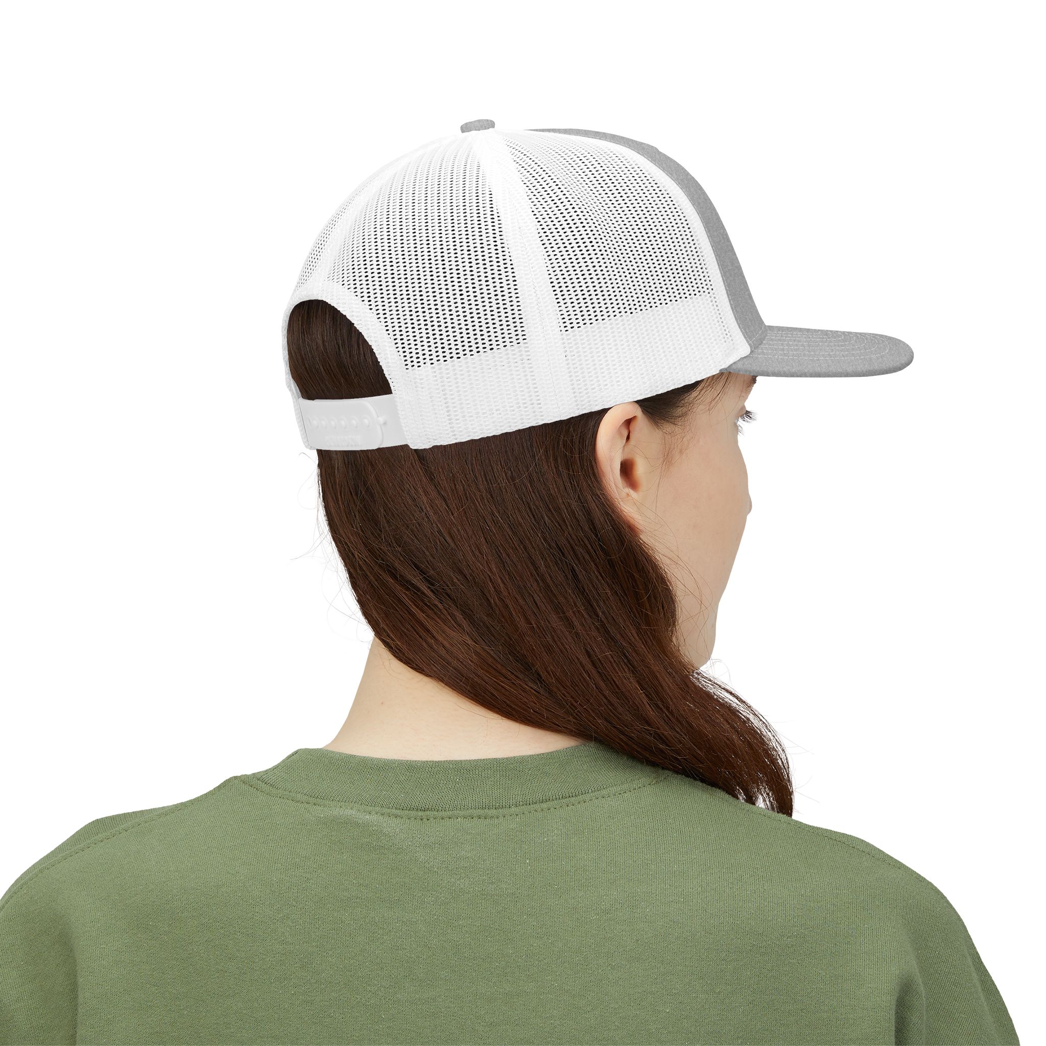 Women's Embroidered AE Snapback Trucker Hat — Classic Black & White Mesh Cap - Image 8