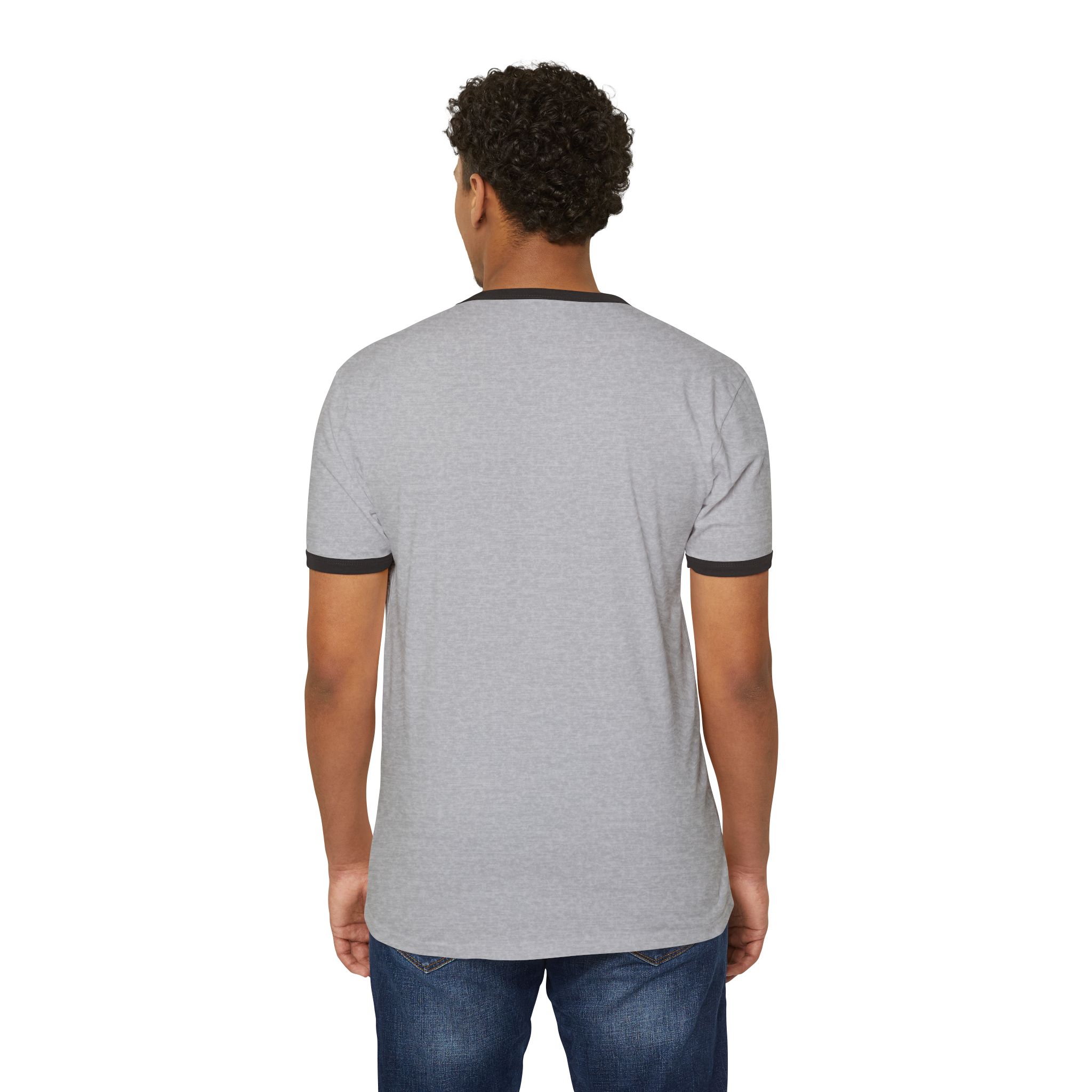 Men's Classic Ringer T-Shirt — Vintage Minimalist Navy Trim Cotton Tee - Image 7