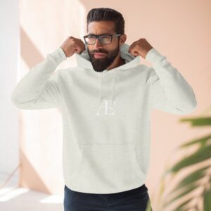 Men's Minimalist 'Æ' Fleece Hoodie — Soft White Three-Panel Pullover