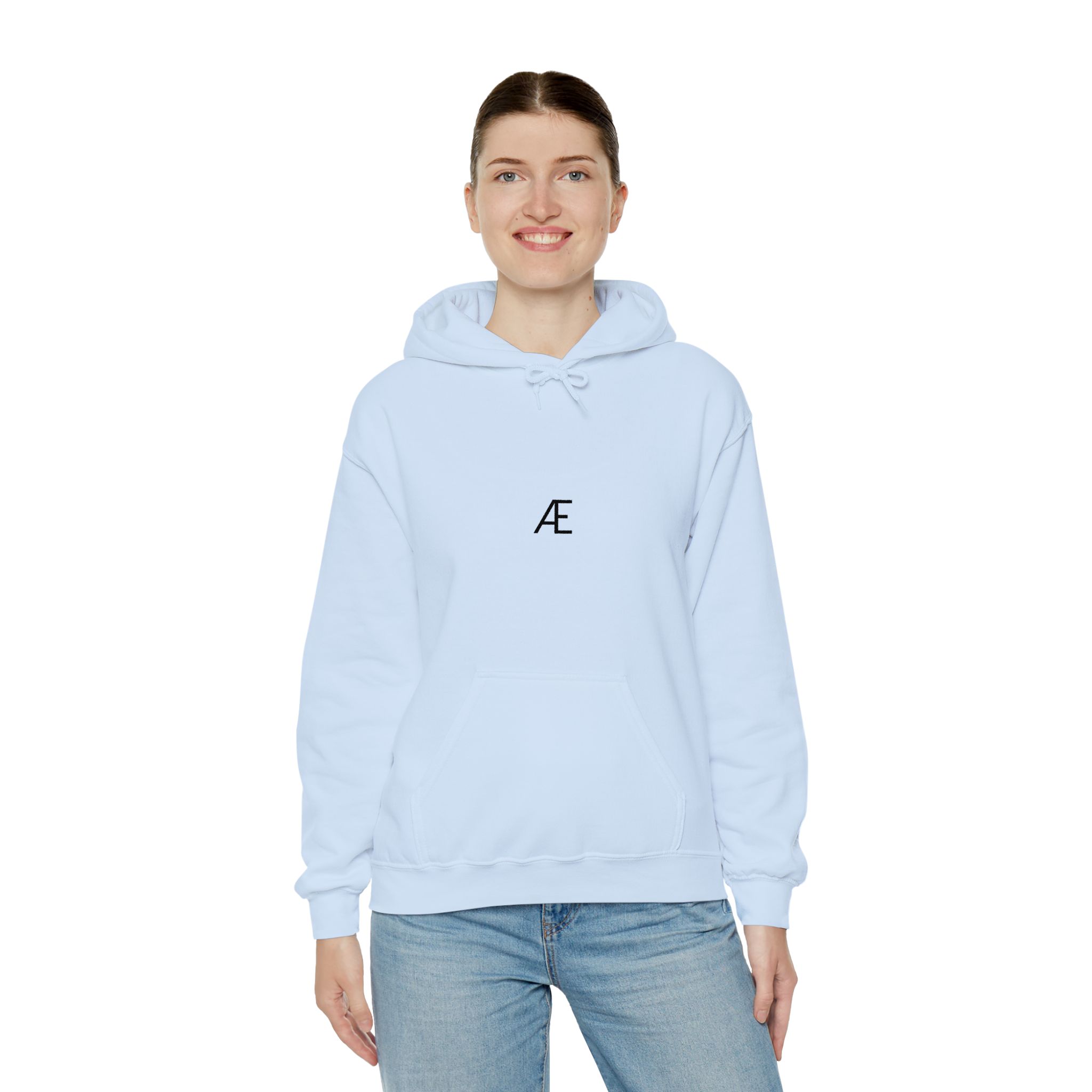 Woman's Minimal 'Æ' Logo Hoodie — Classic Monogram White Sweatshirt - Image 136