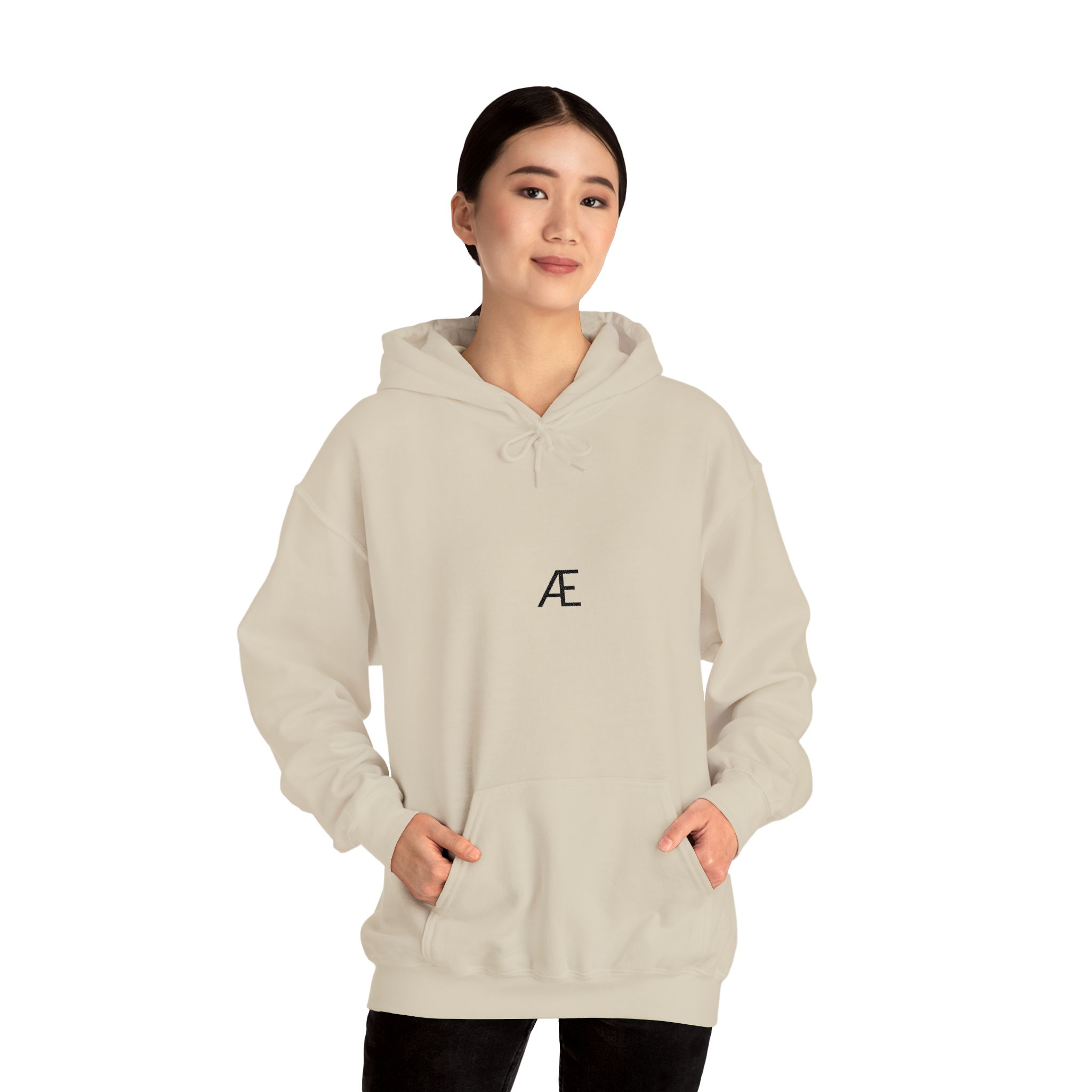 Woman's Minimal 'Æ' Logo Hoodie — Classic Monogram White Sweatshirt - Image 55