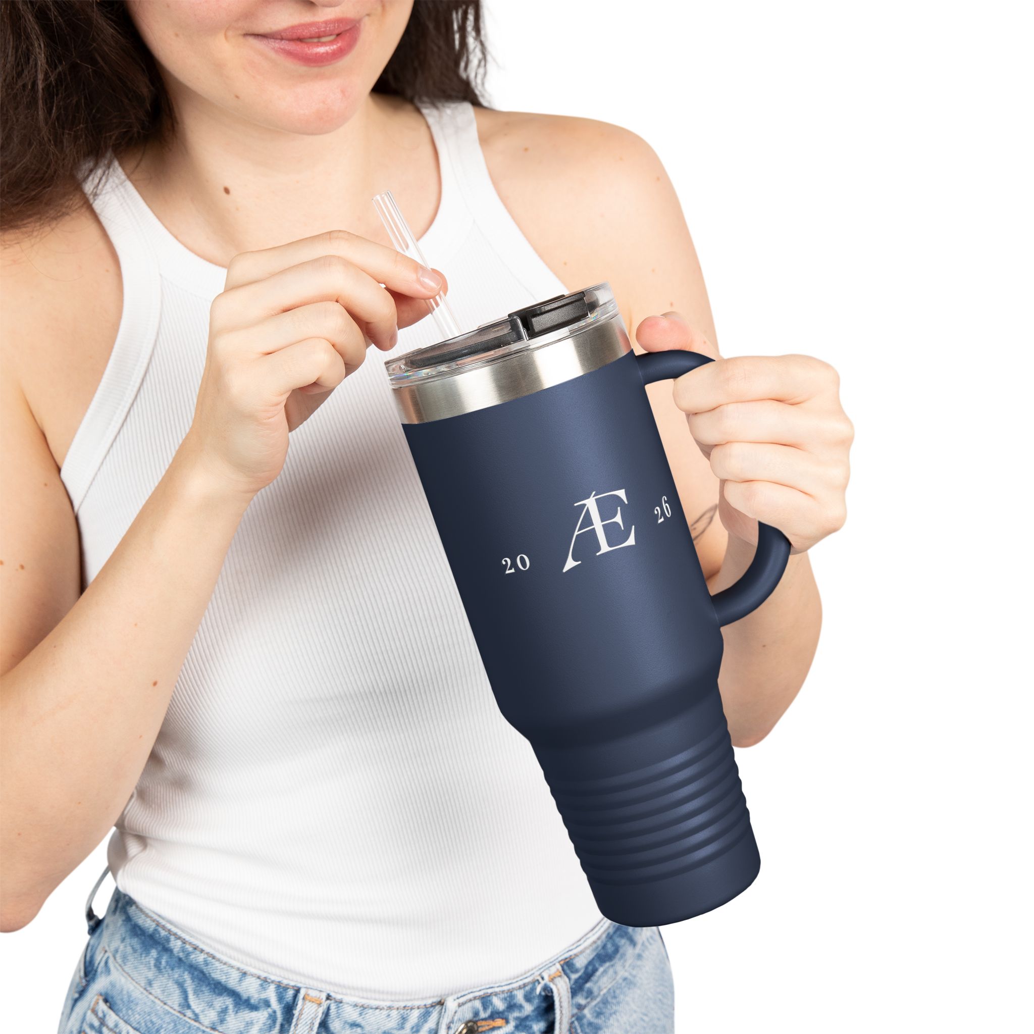 40oz Insulated Travel Mug – Minimal Monogram 'AE' Stainless Steel Tumbler - Image 15