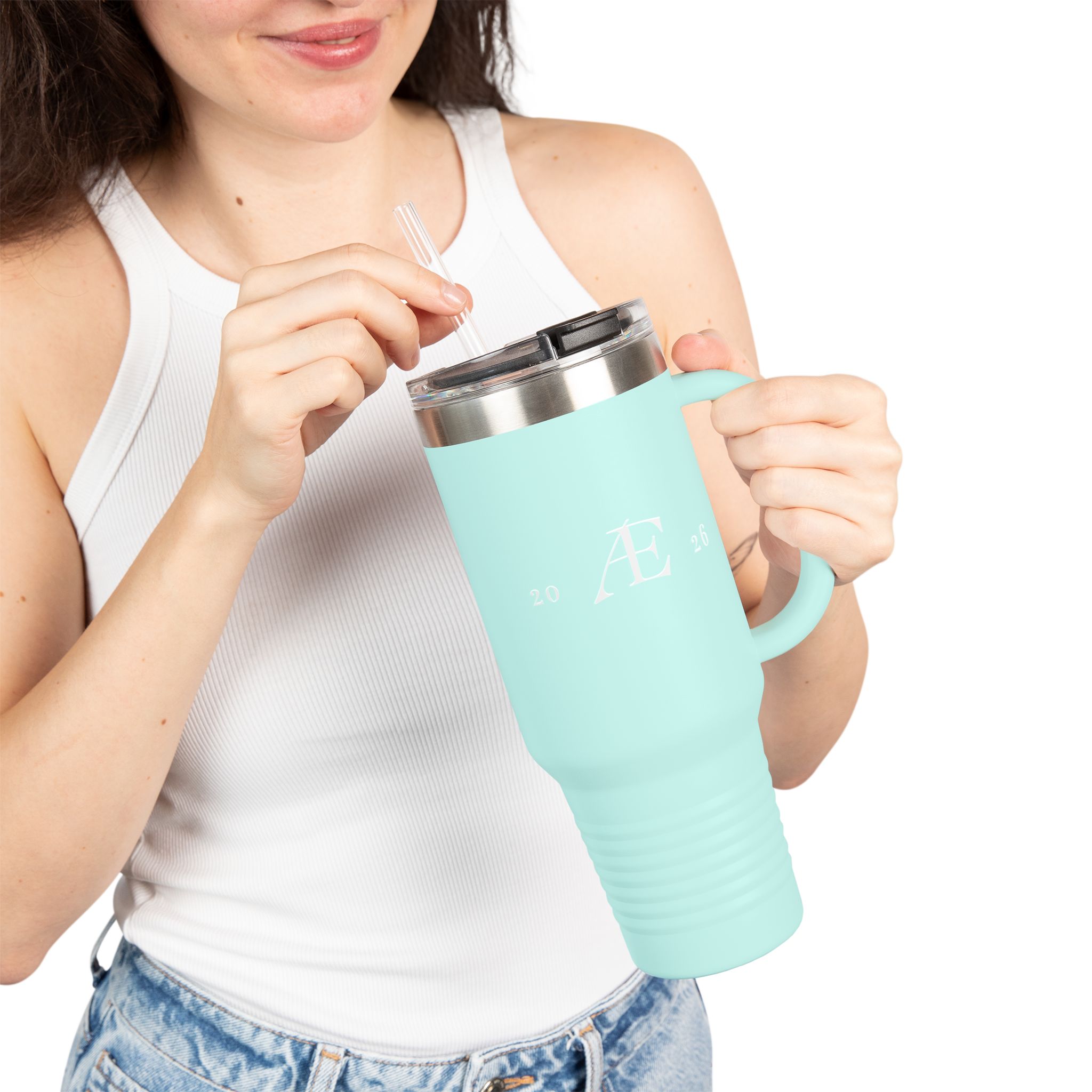 40oz Insulated Travel Mug – Minimal Monogram 'AE' Stainless Steel Tumbler - Image 13