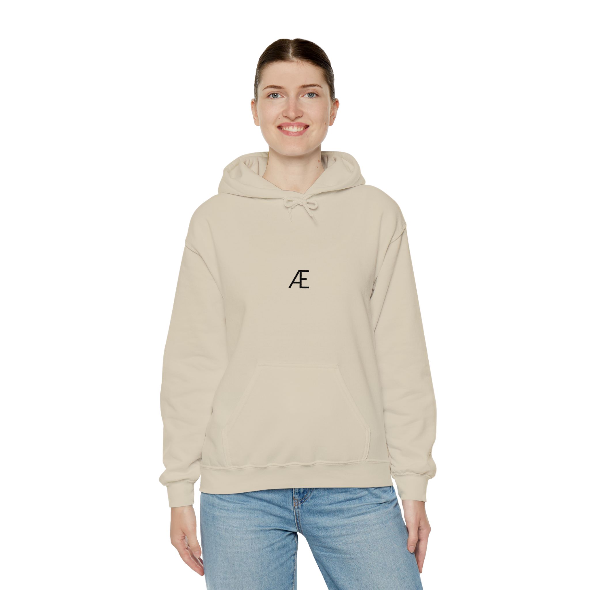 Woman's Minimal 'Æ' Logo Hoodie — Classic Monogram White Sweatshirt - Image 56