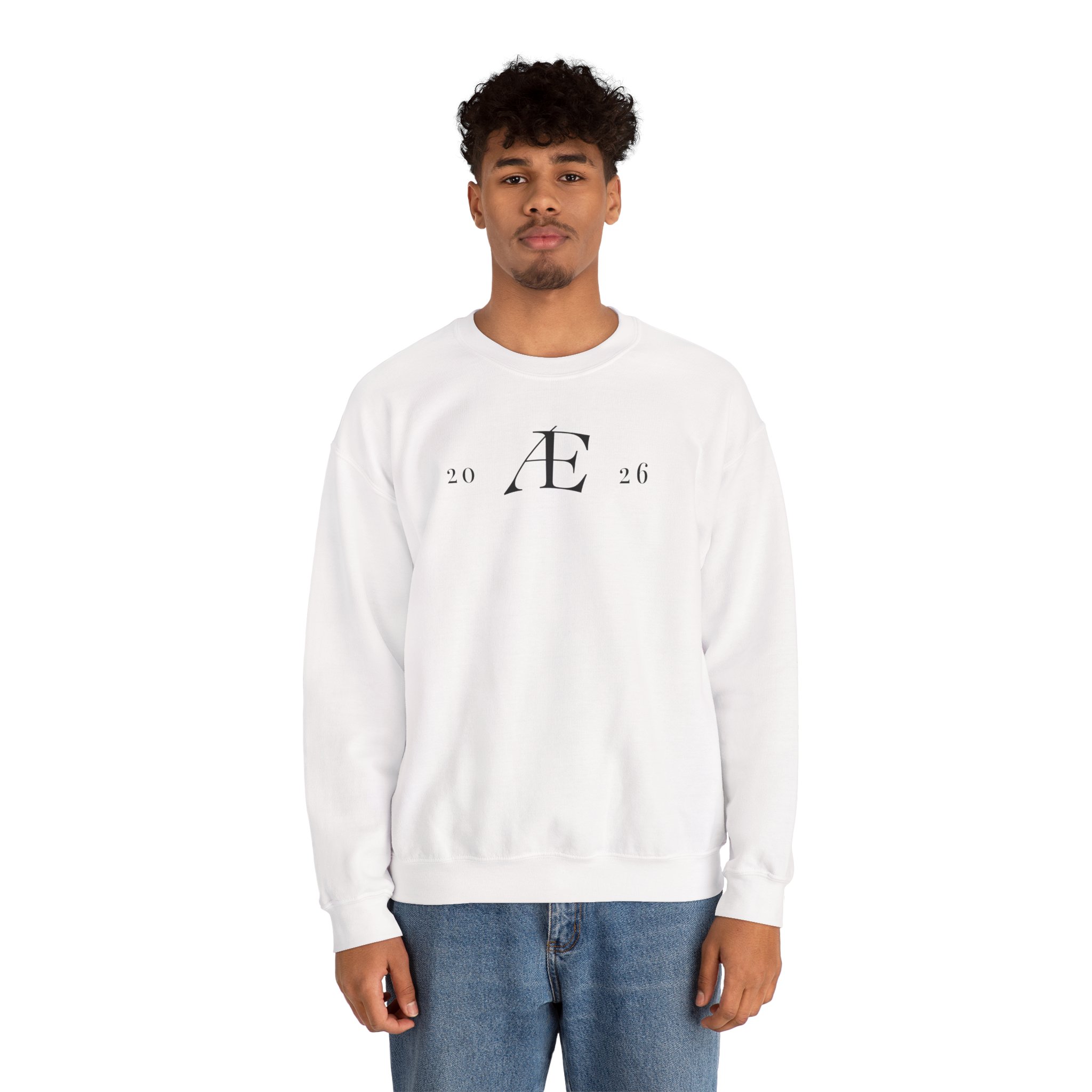 Men's Minimalist 'Æ 2026' Crewneck Sweatshirt – Classic White Monogram Pullover - Image 11